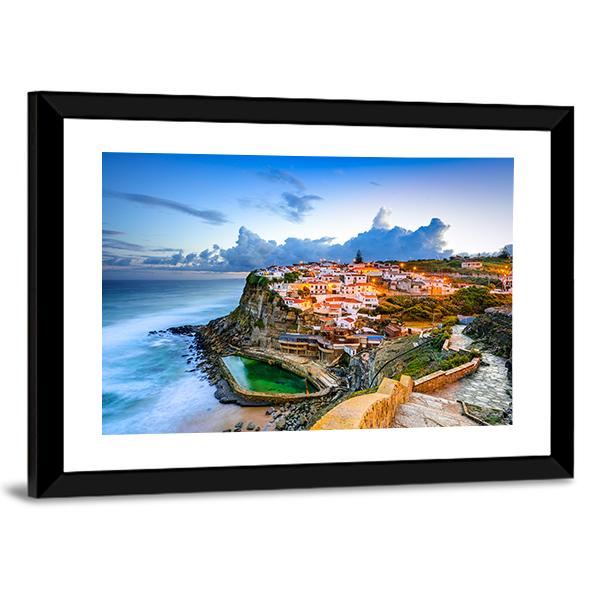 Portugal Coastal Town Canvas Wall Art-3 Horizontal-Gallery Wrap-25" x 16"-Tiaracle