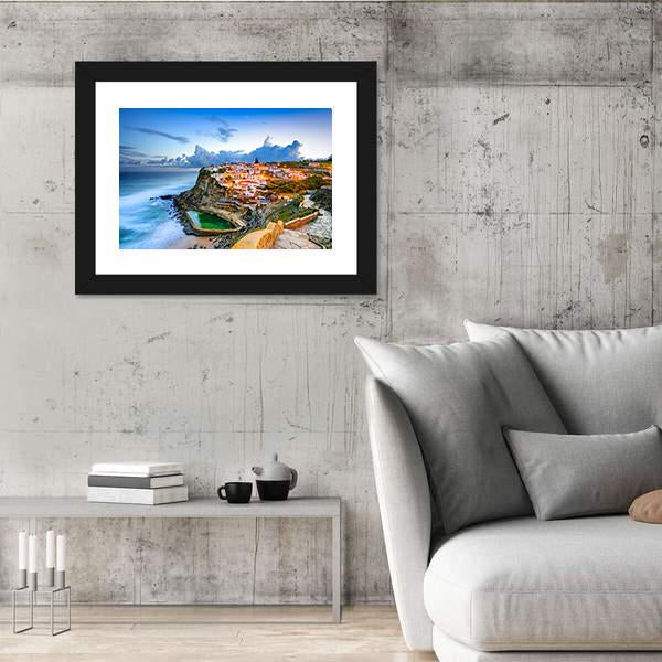 Portugal Coastal Town Canvas Wall Art-5 Horizontal-Gallery Wrap-22" x 12"-Tiaracle