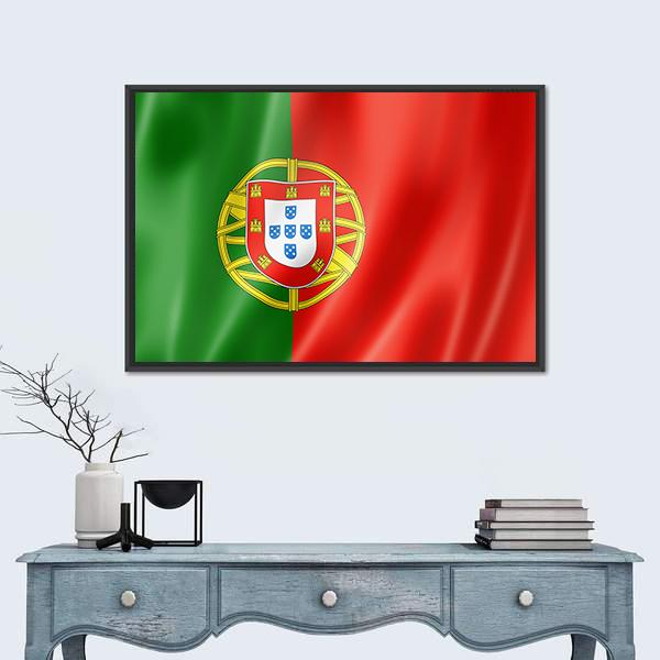 Portugal Flag Canvas Wall Art-1 Piece-Floating Frame-24" x 16"-Tiaracle