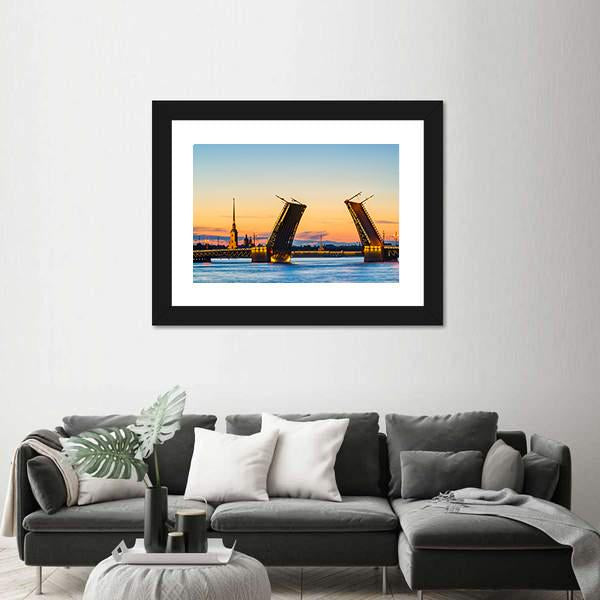 Postcard View Of Palace Bridge Canvas Wall Art-1 Piece-Framed Print-30" x 20"-Tiaracle