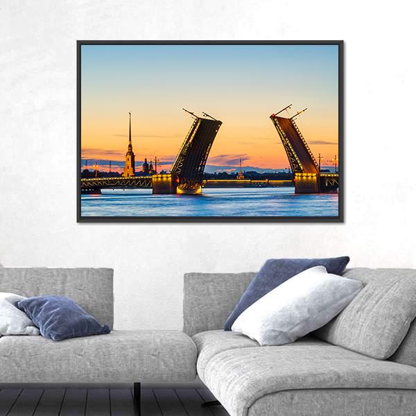 Postcard View Of Palace Bridge Canvas Wall Art-5 Horizontal-Gallery Wrap-22" x 12"-Tiaracle
