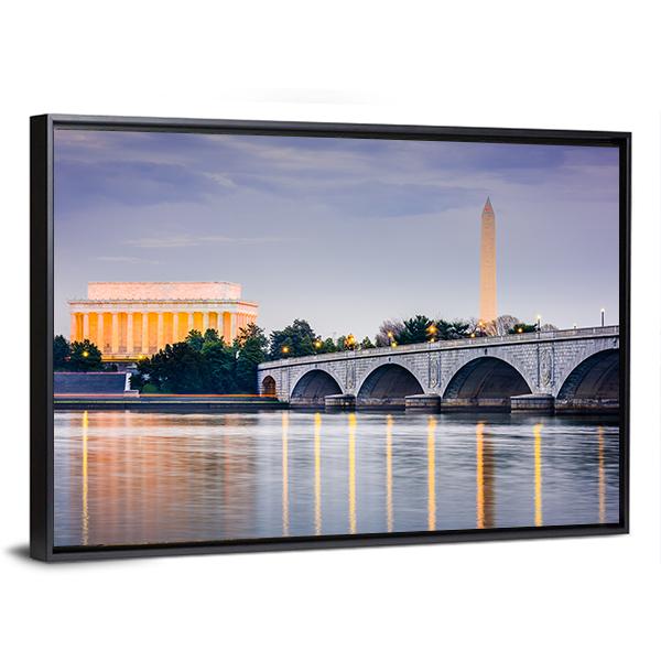 Potomac River With Lincoln Memorial Canvas Wall Art-5 Horizontal-Gallery Wrap-22" x 12"-Tiaracle