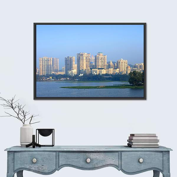 Powai Suburb In Mumbai Canvas Wall Art-1 Piece-Floating Frame-24" x 16"-Tiaracle