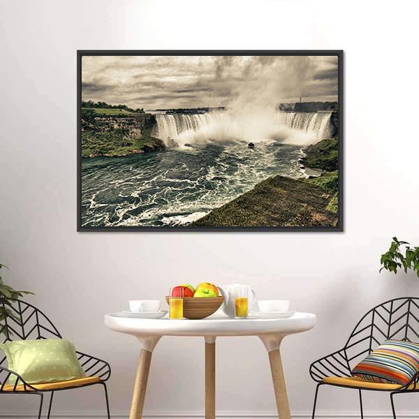Power Of Niagara Waterfalls Canvas Wall Art-5 Horizontal-Gallery Wrap-22" x 12"-Tiaracle