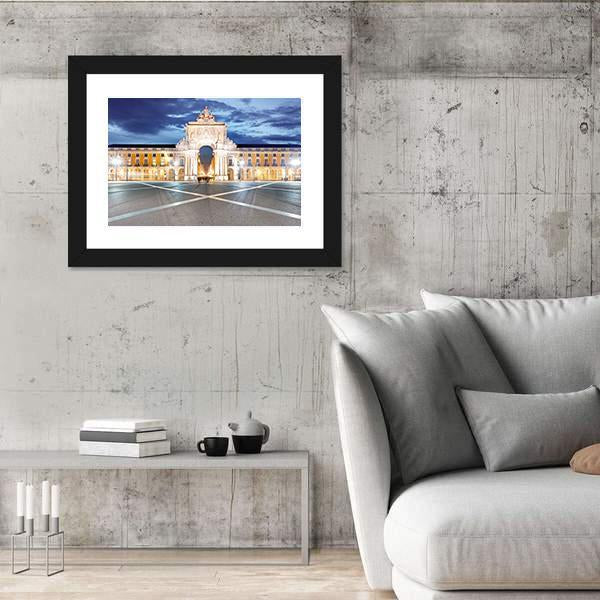 Praca do Comercio In Lisbon Canvas Wall Art-5 Horizontal-Gallery Wrap-22" x 12"-Tiaracle