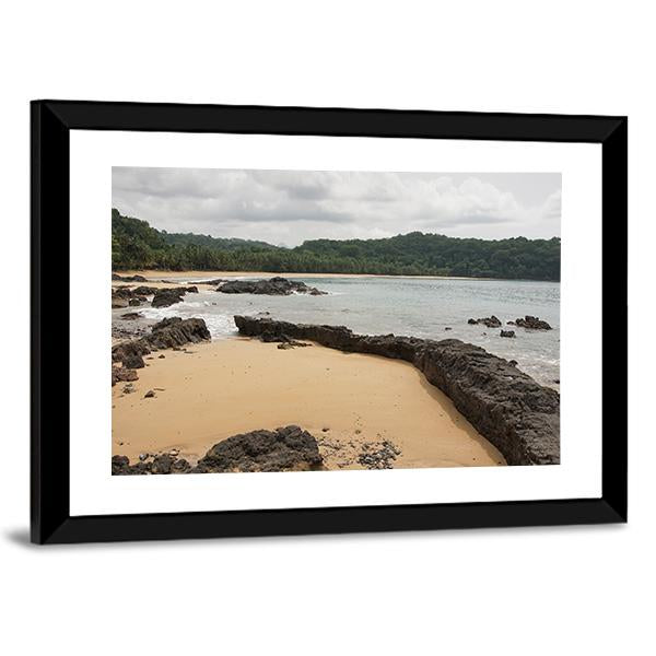 Praia Coco On An Overcast Day Canvas Wall Art-1 Piece-Framed Print-42" x 14"-Tiaracle