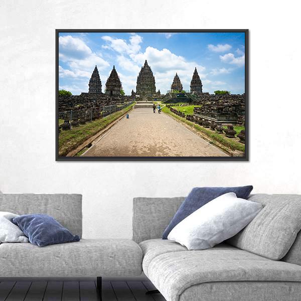 Prambanan Temple Canvas Wall Art-5 Horizontal-Gallery Wrap-22" x 12"-Tiaracle