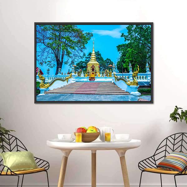 Prathat Doi Wao Temple Canvas Wall Art-5 Horizontal-Gallery Wrap-22" x 12"-Tiaracle