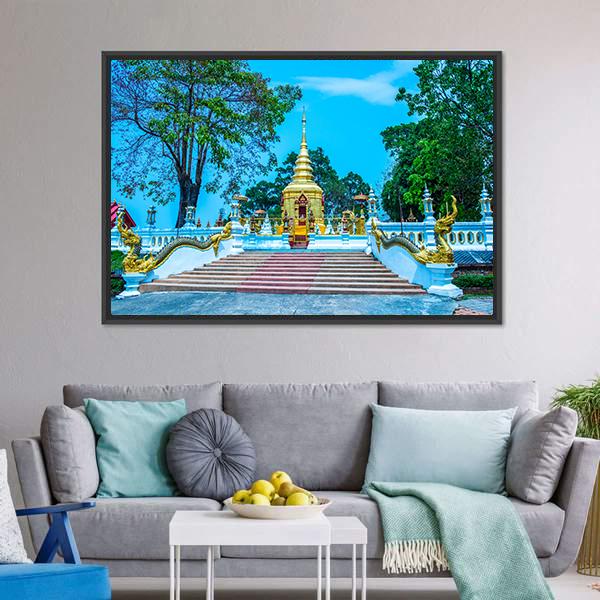 Prathat Doi Wao Temple Canvas Wall Art-5 Horizontal-Gallery Wrap-22" x 12"-Tiaracle