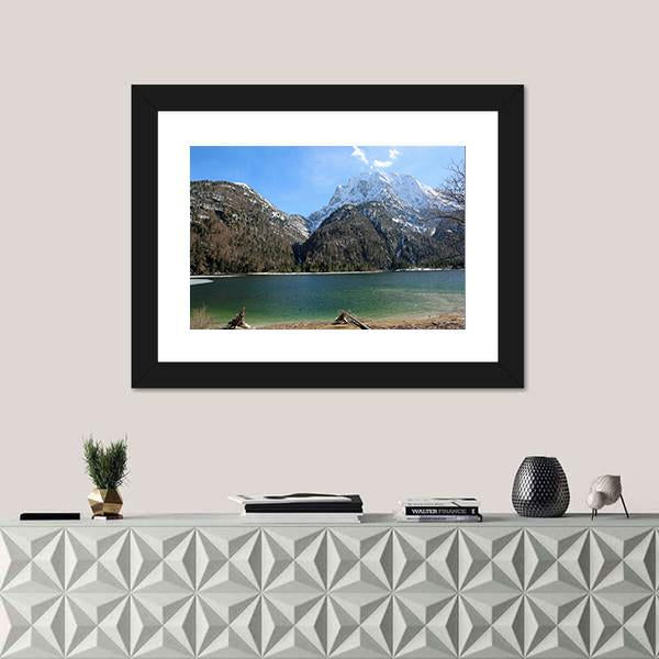 Predil Lake In Northern Italy Canvas Wall Art-1 Piece-Framed Print-20" x 16"-Tiaracle