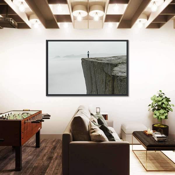 Preikestolen Covered By Fog Canvas Wall Art-3 Horizontal-Gallery Wrap-25" x 16"-Tiaracle