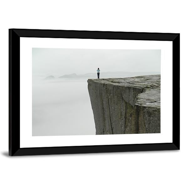Preikestolen Covered By Fog Canvas Wall Art-3 Horizontal-Gallery Wrap-25" x 16"-Tiaracle