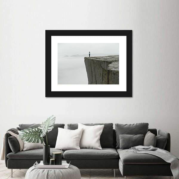 Preikestolen Covered By Fog Canvas Wall Art-3 Horizontal-Gallery Wrap-25" x 16"-Tiaracle