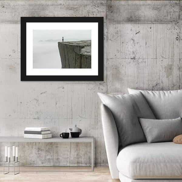 Preikestolen Covered By Fog Canvas Wall Art-3 Horizontal-Gallery Wrap-25" x 16"-Tiaracle