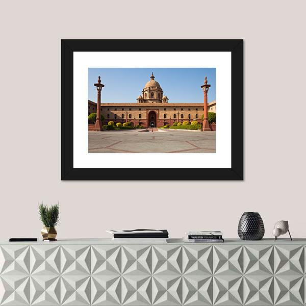 Presidential House In New Delhi Canvas Wall Art-1 Piece-Framed Print-20" x 16"-Tiaracle