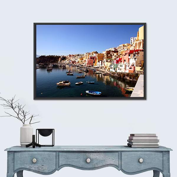 Procida Island In Italy Canvas Wall Art-1 Piece-Floating Frame-24" x 16"-Tiaracle