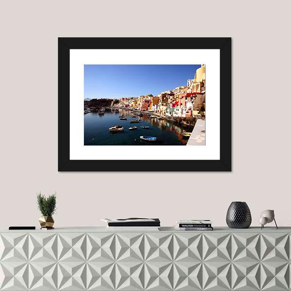 Procida Island In Italy Canvas Wall Art-1 Piece-Framed Print-20" x 16"-Tiaracle
