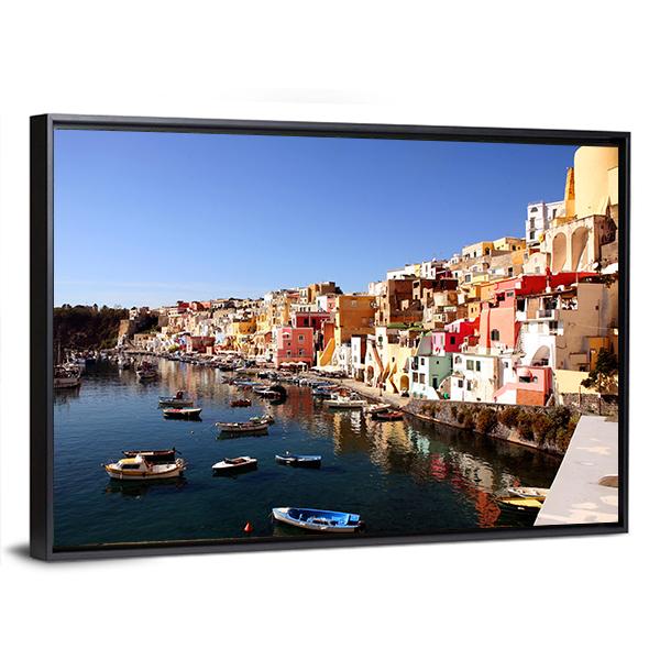 Procida Island In Italy Canvas Wall Art-3 Horizontal-Gallery Wrap-25" x 16"-Tiaracle