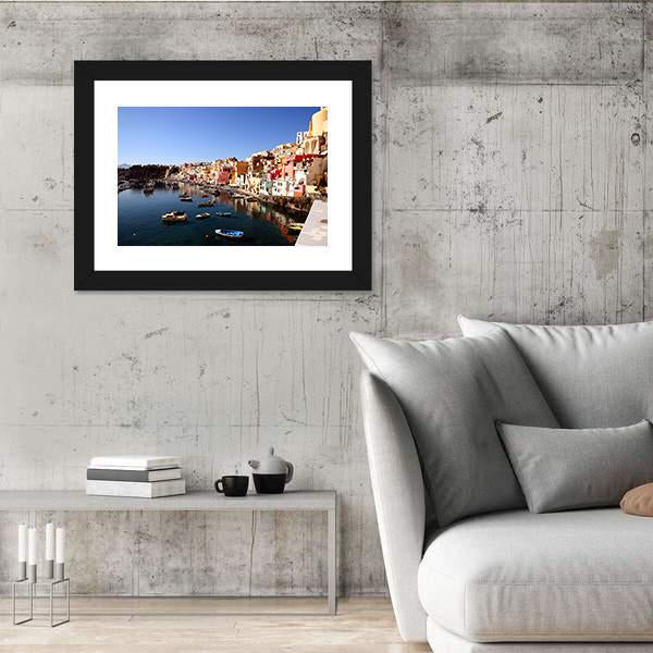 Procida Island In Italy Canvas Wall Art-3 Horizontal-Gallery Wrap-25" x 16"-Tiaracle