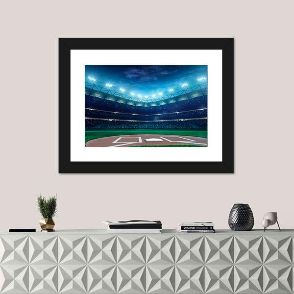 Professional Baseball Grand Arena In The Night Canvas Wall Art-1 Piece-Framed Print-20&quot; x 16&quot;-Tiaracle