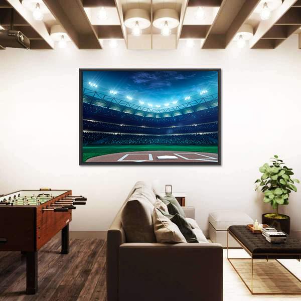 Professional Baseball Grand Arena In The Night Canvas Wall Art-3 Horizontal-Gallery Wrap-25&quot; x 16&quot;-Tiaracle