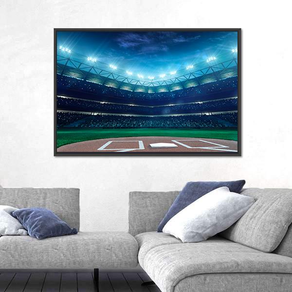 Professional Baseball Grand Arena In The Night Canvas Wall Art-3 Horizontal-Gallery Wrap-25" x 16"-Tiaracle