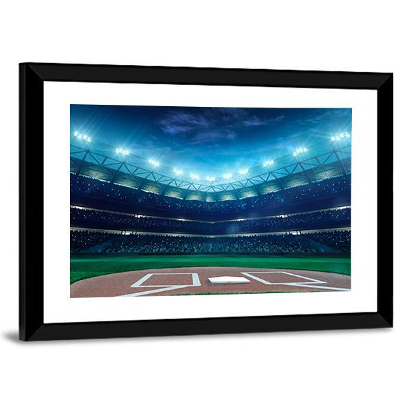 Professional Baseball Grand Arena In The Night Canvas Wall Art-3 Horizontal-Gallery Wrap-25" x 16"-Tiaracle