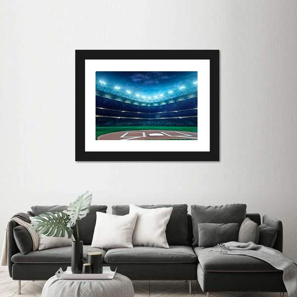 Professional Baseball Grand Arena In The Night Canvas Wall Art-3 Horizontal-Gallery Wrap-25" x 16"-Tiaracle