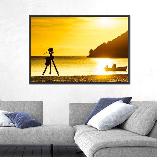 Professional Camera Taking Picture Canvas Wall Art-5 Horizontal-Gallery Wrap-22" x 12"-Tiaracle