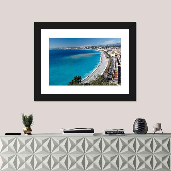 Promenade Des Anglais And Beach In Nice Canvas Wall Art-1 Piece-Framed Print-20" x 16"-Tiaracle