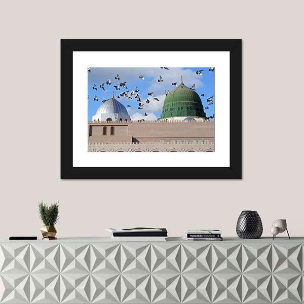 Prophet Muhammed Holy Mosque Canvas Wall Art-1 Piece-Framed Print-20" x 16"-Tiaracle