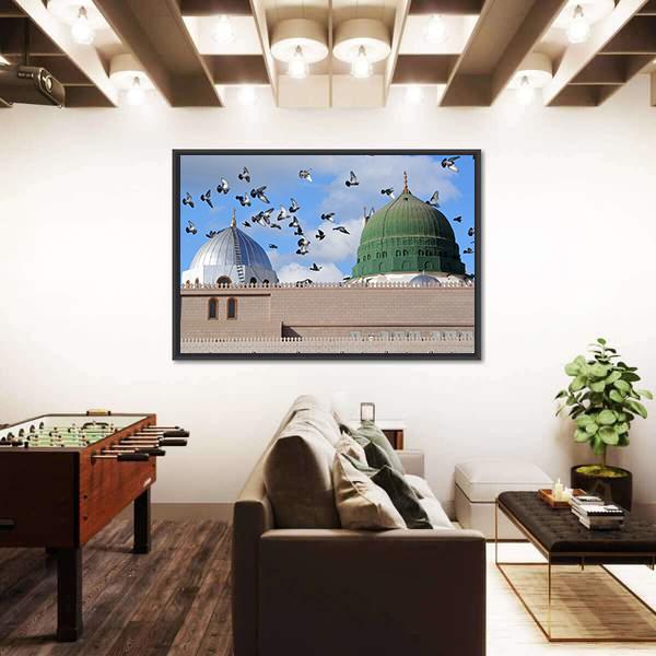 Prophet Muhammed Holy Mosque Canvas Wall Art-5 Horizontal-Gallery Wrap-22" x 12"-Tiaracle