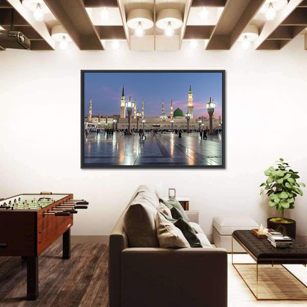 Prophet's Mosque Medina Canvas Wall Art-5 Horizontal-Gallery Wrap-22" x 12"-Tiaracle