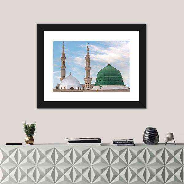 Prophet's Tomb Under The Green Dome Canvas Wall Art-1 Piece-Framed Print-20" x 16"-Tiaracle