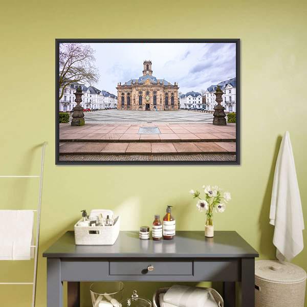 Protestant Church Saarbrucken Canvas Wall Art-1 Piece-Floating Frame-36" x 24"-Tiaracle