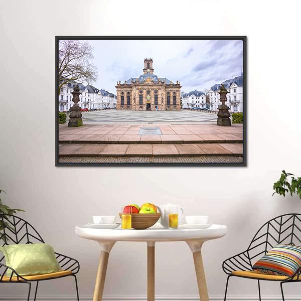 Protestant Church Saarbrucken Canvas Wall Art-5 Horizontal-Gallery Wrap-22" x 12"-Tiaracle