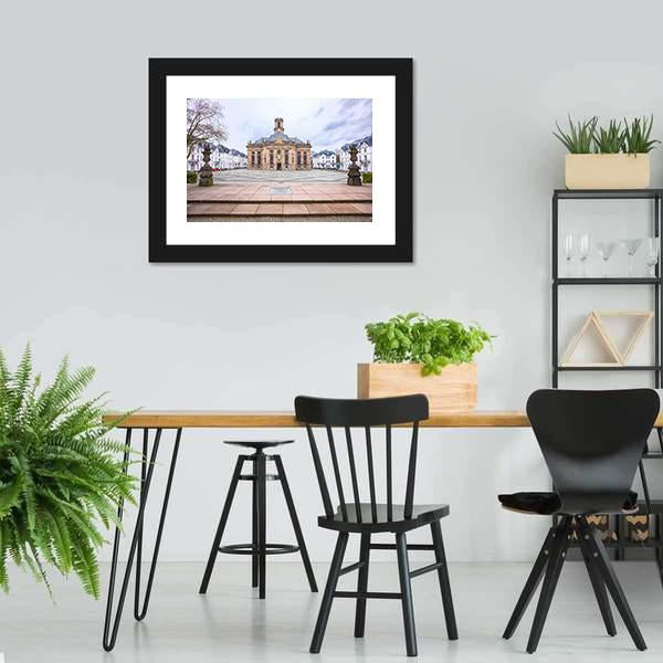 Protestant Church Saarbrucken Canvas Wall Art-5 Horizontal-Gallery Wrap-22" x 12"-Tiaracle