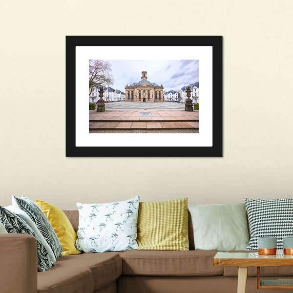 Protestant Church Saarbrucken Canvas Wall Art-5 Horizontal-Gallery Wrap-22" x 12"-Tiaracle