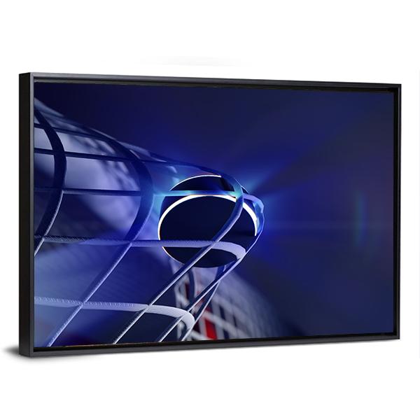 Puck In Net Of Ice Hockey Goal Canvas Wall Art-3 Horizontal-Gallery Wrap-25" x 16"-Tiaracle