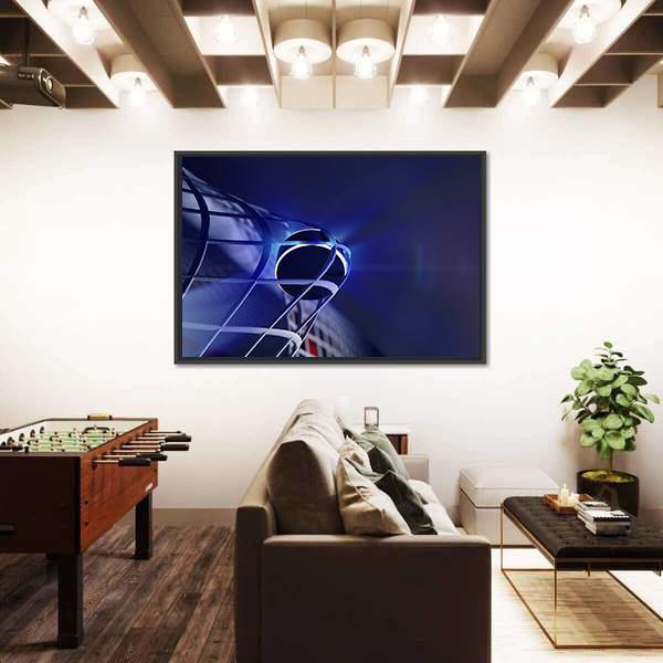 Puck In Net Of Ice Hockey Goal Canvas Wall Art-3 Horizontal-Gallery Wrap-25" x 16"-Tiaracle