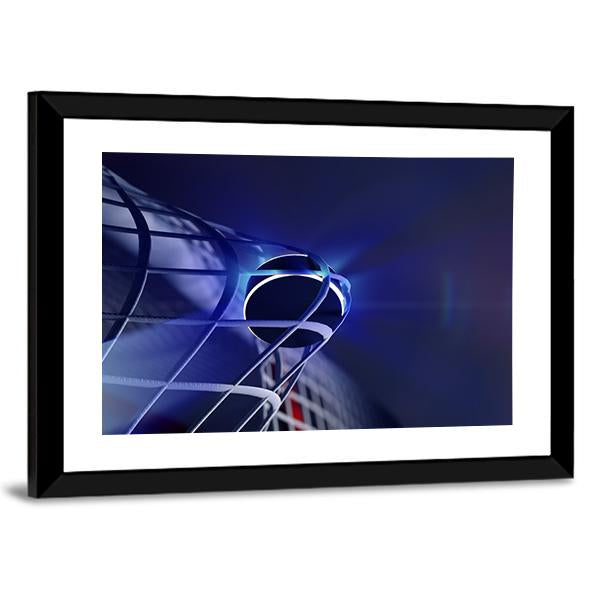 Puck In Net Of Ice Hockey Goal Canvas Wall Art-3 Horizontal-Gallery Wrap-25" x 16"-Tiaracle