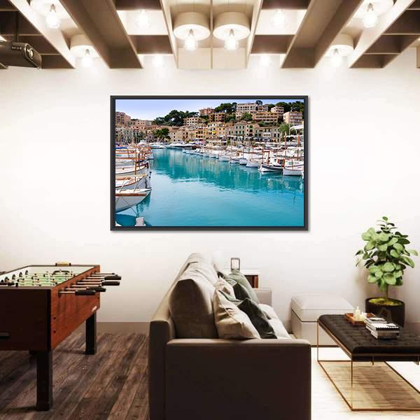 Puerto De Soller Port Of Mallorca Canvas Wall Art-5 Horizontal-Gallery Wrap-22" x 12"-Tiaracle