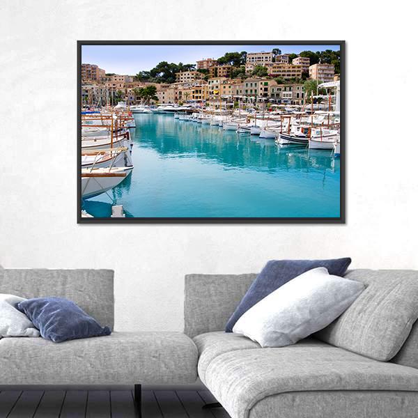 Puerto De Soller Port Of Mallorca Canvas Wall Art-5 Horizontal-Gallery Wrap-22" x 12"-Tiaracle