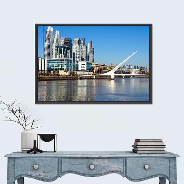 Puerto Madero In Buenos Aires Canvas Wall Art-1 Piece-Floating Frame-24" x 16"-Tiaracle