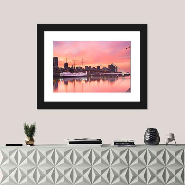 Puerto Madero Neighborhood At Dusk Canvas Wall Art-1 Piece-Framed Print-20" x 16"-Tiaracle