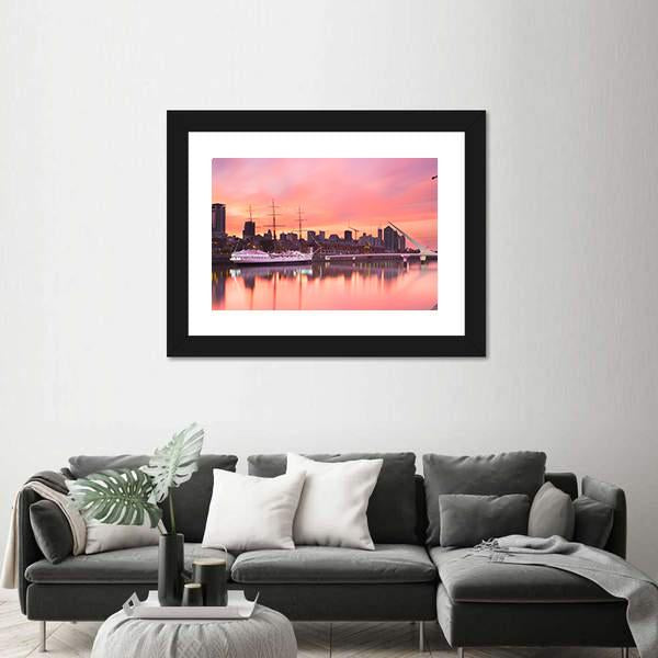 Puerto Madero Neighborhood At Dusk Canvas Wall Art-3 Horizontal-Gallery Wrap-25" x 16"-Tiaracle