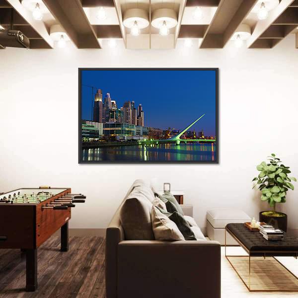 Puerto Madero Neighbourhood At Night Canvas Wall Art-5 Horizontal-Gallery Wrap-22" x 12"-Tiaracle