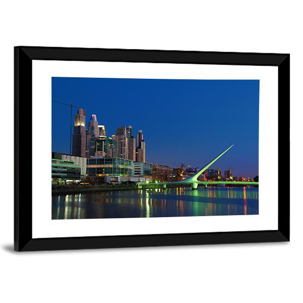 Puerto Madero Neighbourhood At Night Canvas Wall Art-5 Horizontal-Gallery Wrap-22" x 12"-Tiaracle