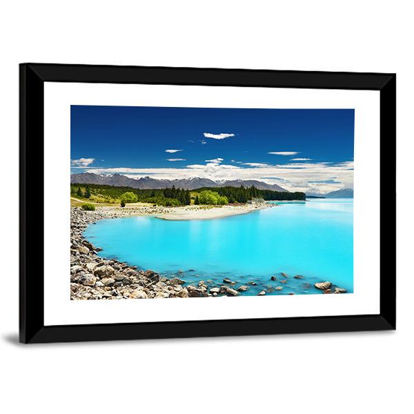 Pukaki Lake In New Zealand Canvas Wall Art-5 Horizontal-Gallery Wrap-22" x 12"-Tiaracle