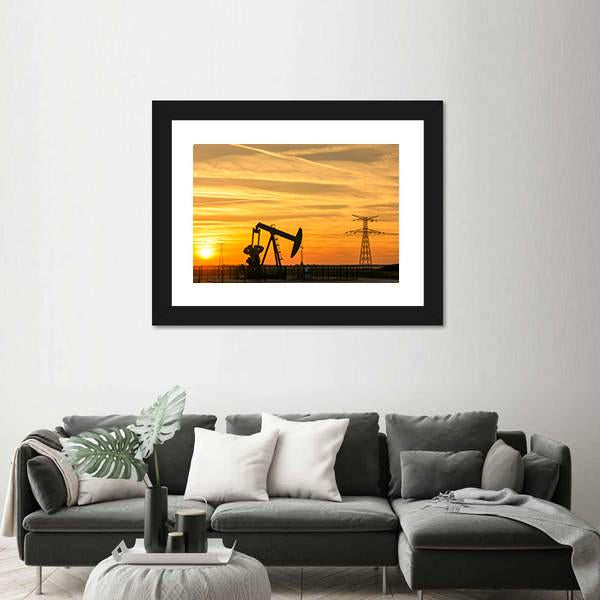 Pumpjack Pumping Oil Out Of A Well Canvas Wall Art-3 Horizontal-Gallery Wrap-25" x 16"-Tiaracle